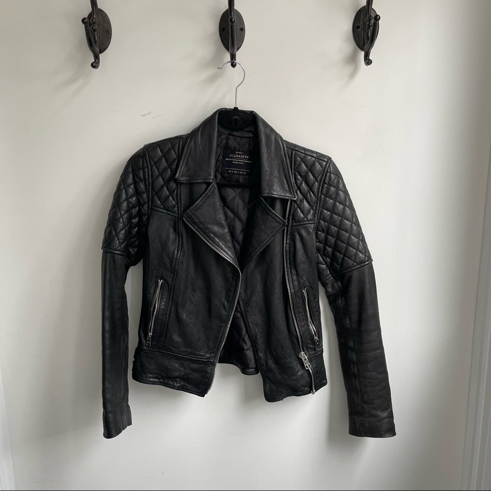 All Saints Quilted Leather Jacket